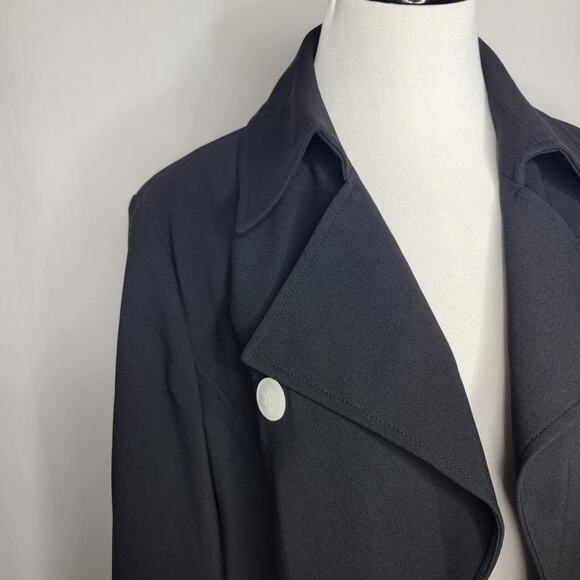 Anne Klein Women's Faux Double-Breasted Trench Coat Black NWT Size 14 - Picture 4 of 9